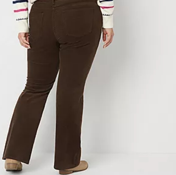 NWOT St. John's Bay Women's Average Secretly Slender Boot Cut Brown Corduroy 14 - Picture 1 of 9